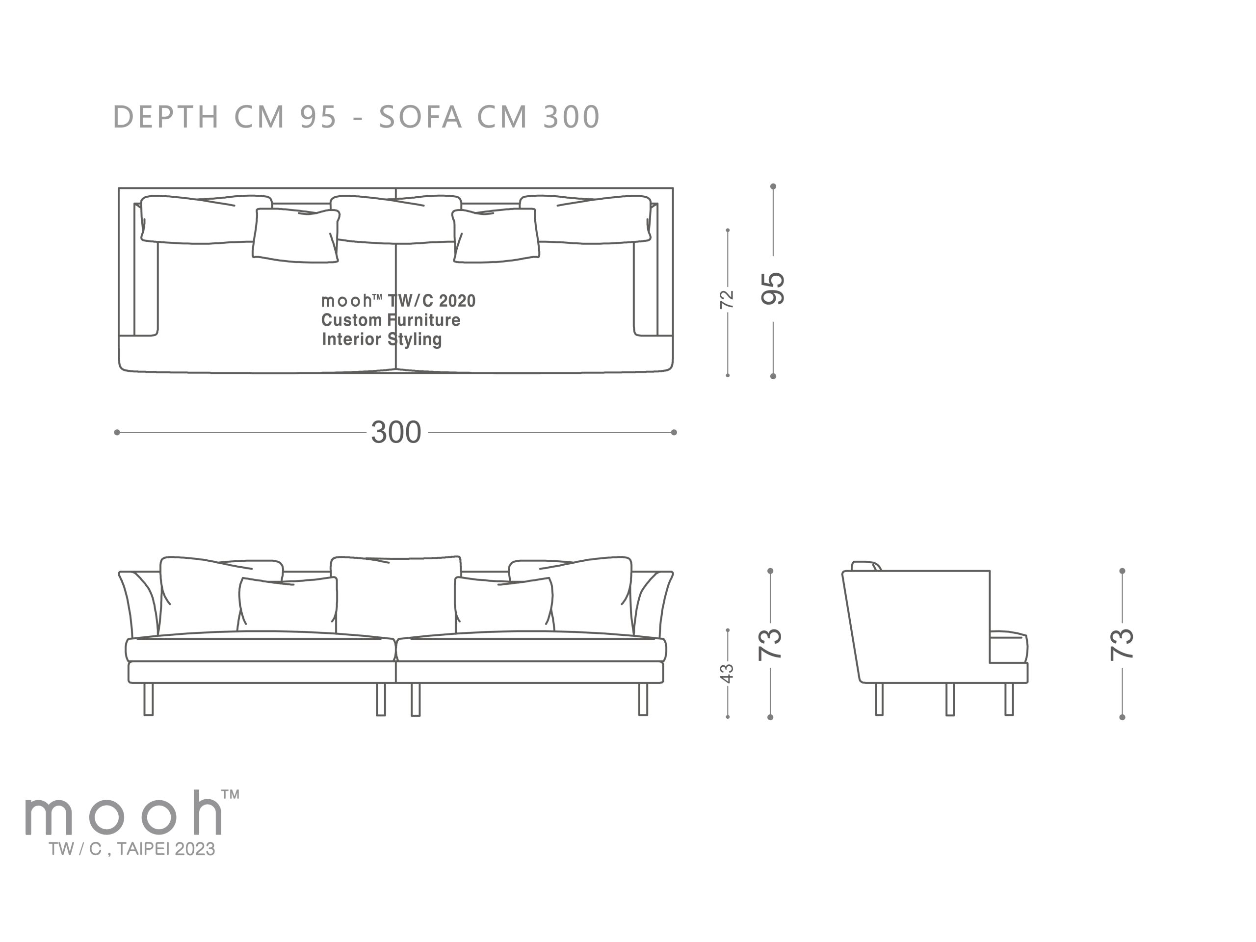 mooh Living 利勒桑｜三人沙發-詳細規格