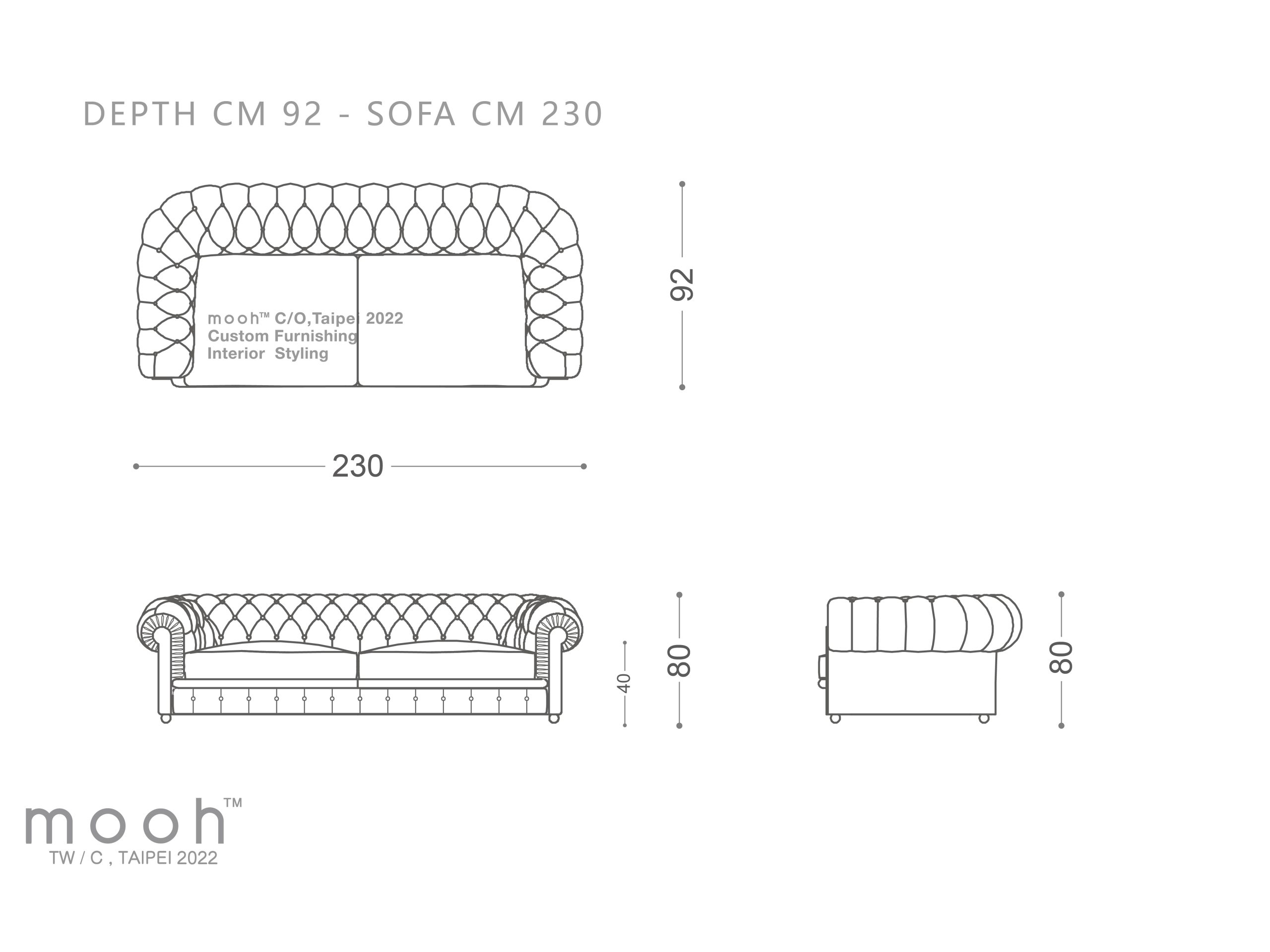 mooh Living 克拉森｜三人沙發-詳細規格
