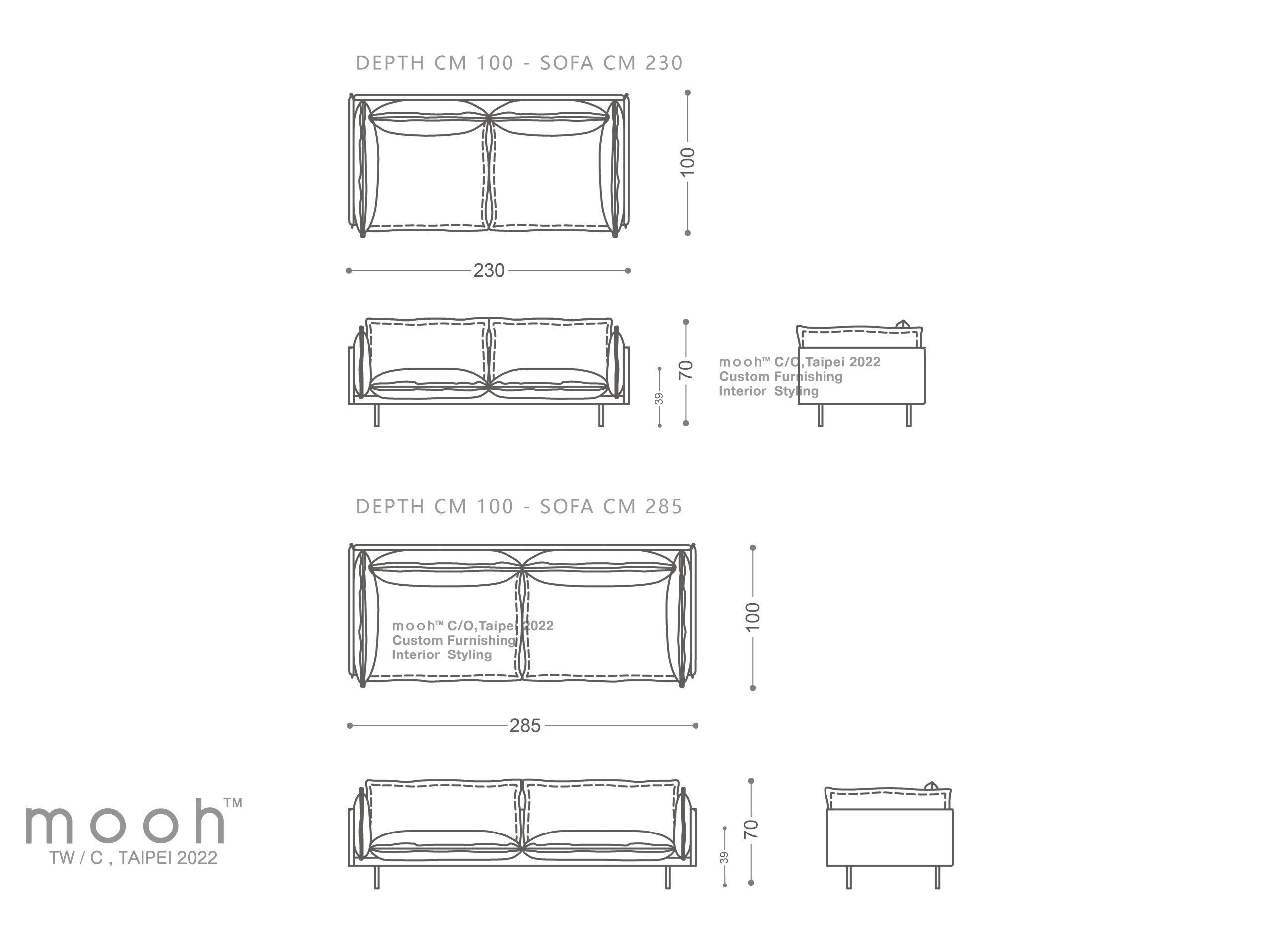 mooh Living 摩城｜三人沙發-詳細規格