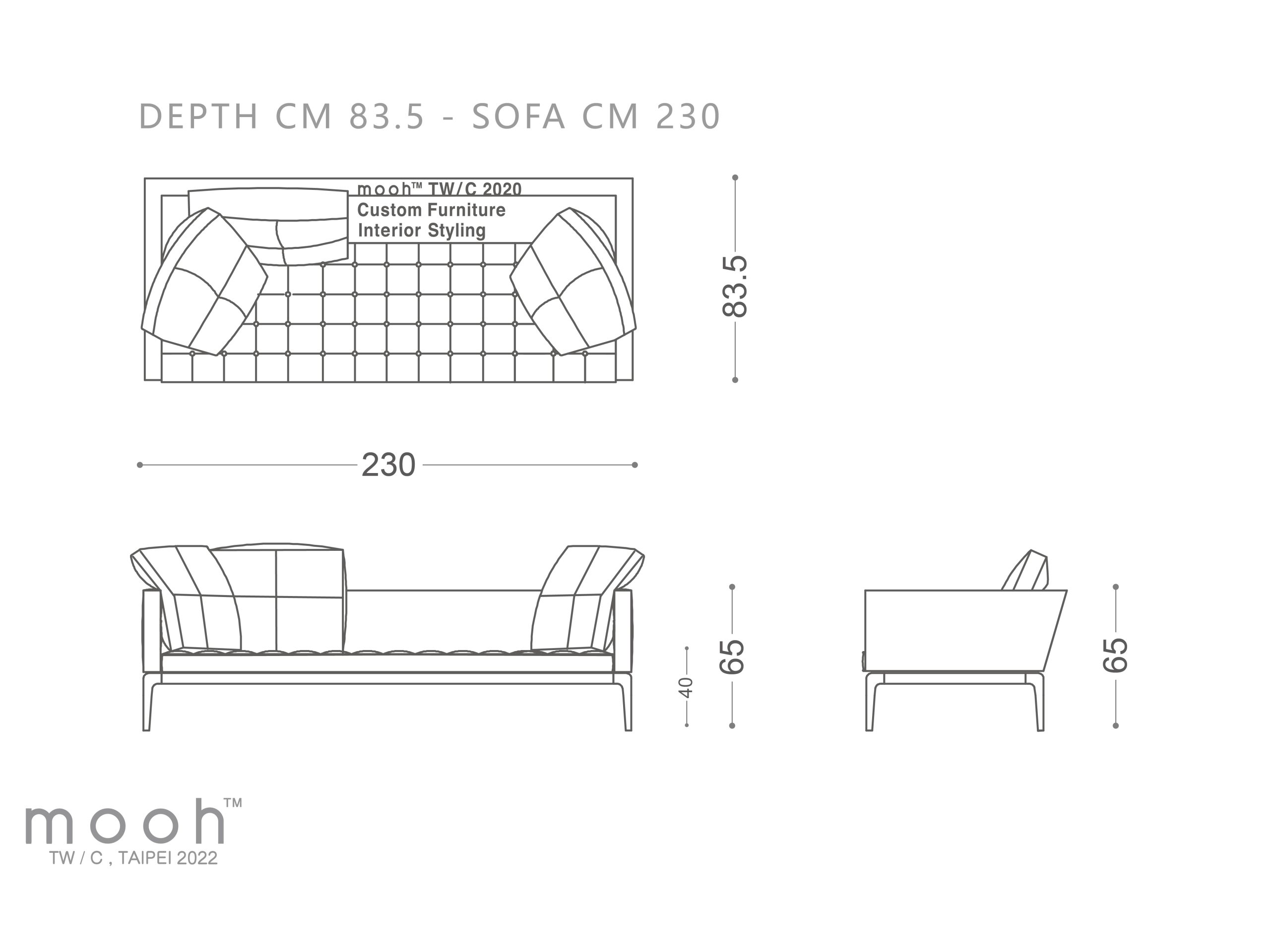 mooh Living 艾文｜三人沙發-詳細規格