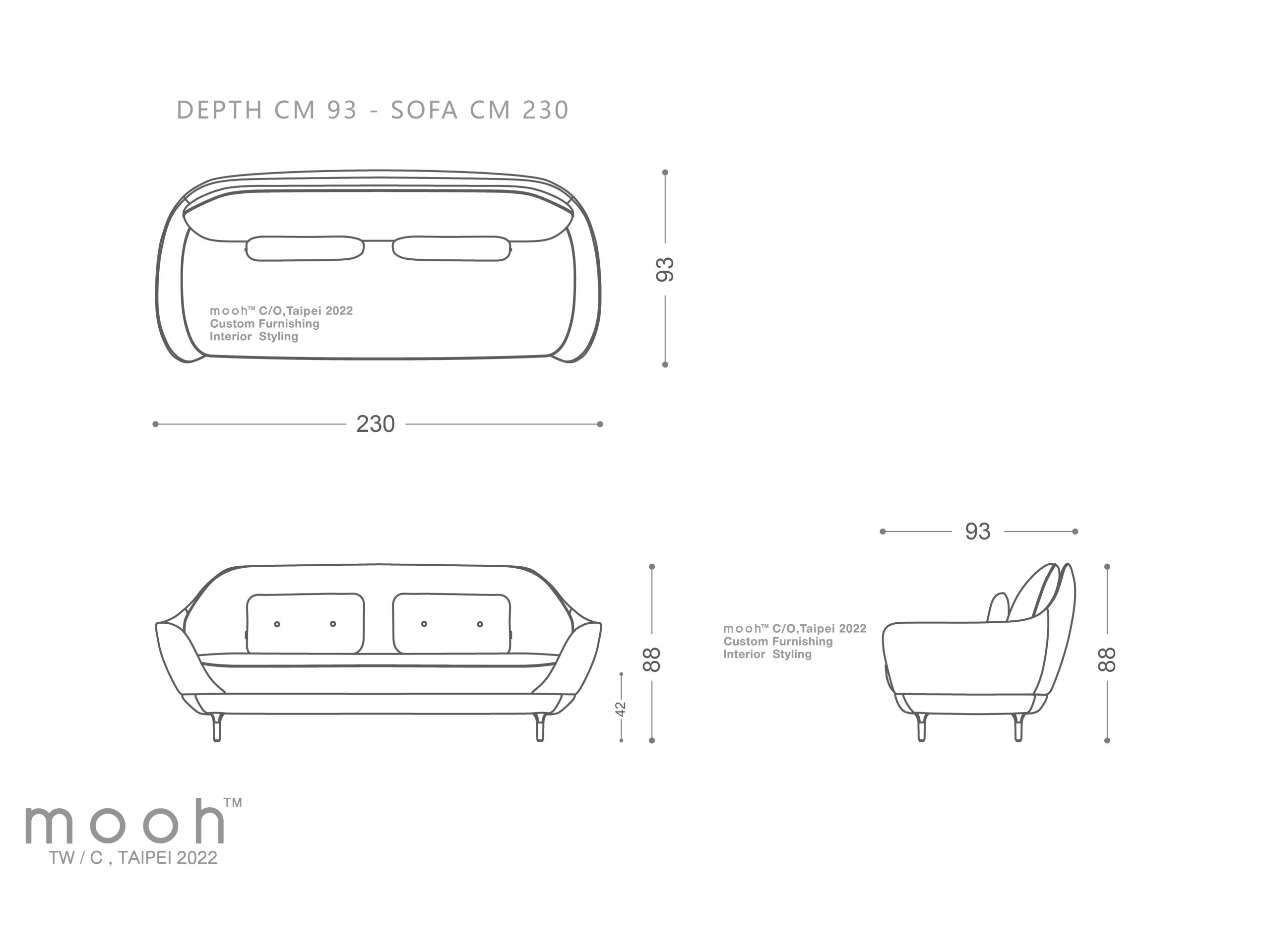 mooh Living 波恩｜三人沙發-詳細規格