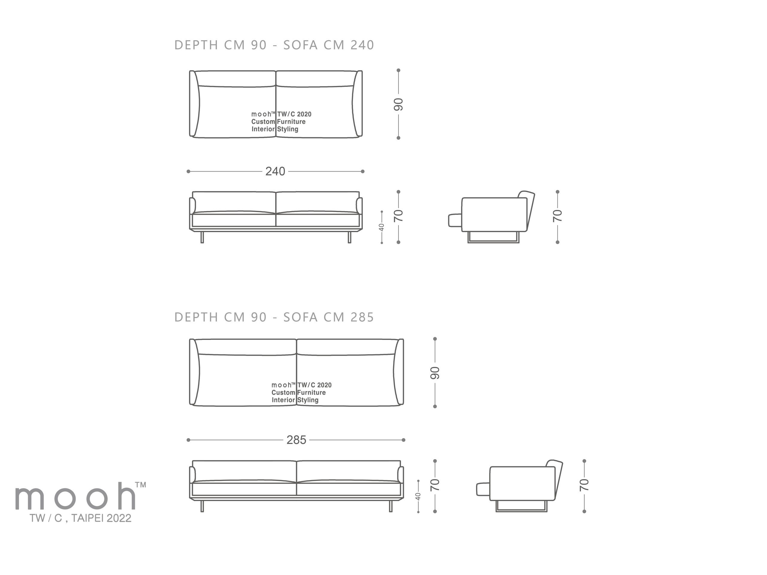 mooh Living 里米尼｜三人沙發-詳細規格