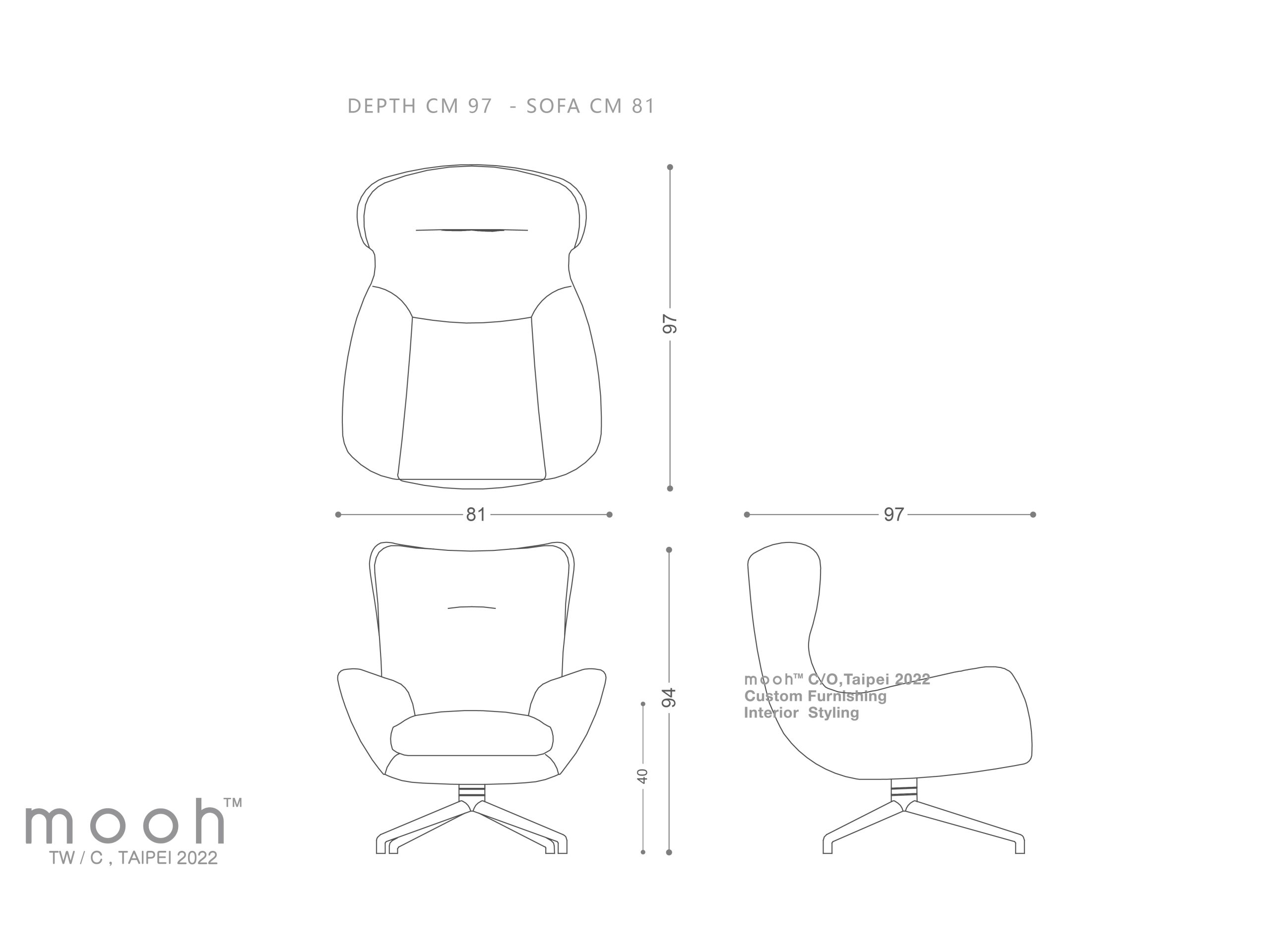 mooh Living 伊芙｜單人沙發-詳細規格
