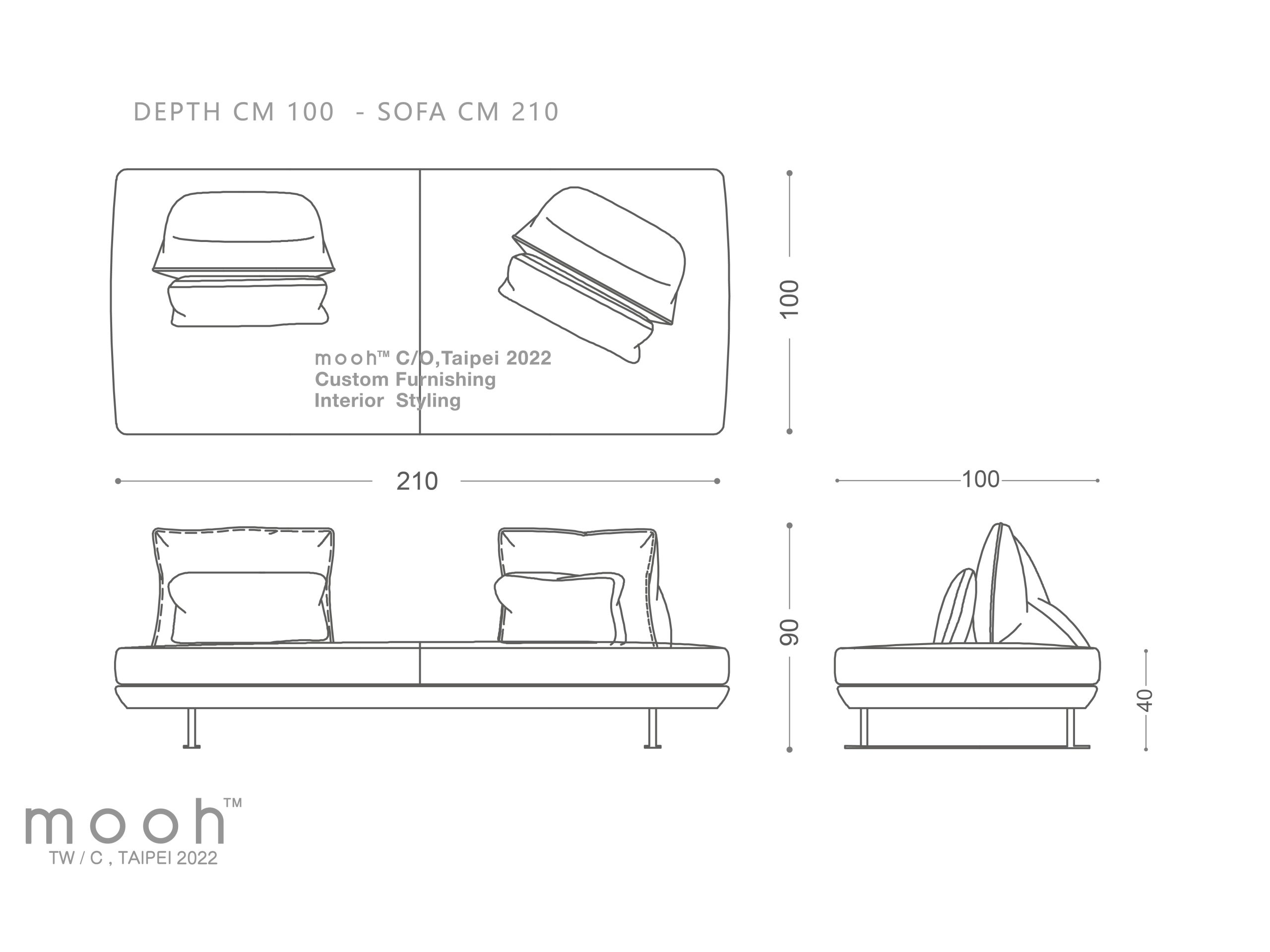 mooh Living 克萊拉｜三人沙發-詳細規格