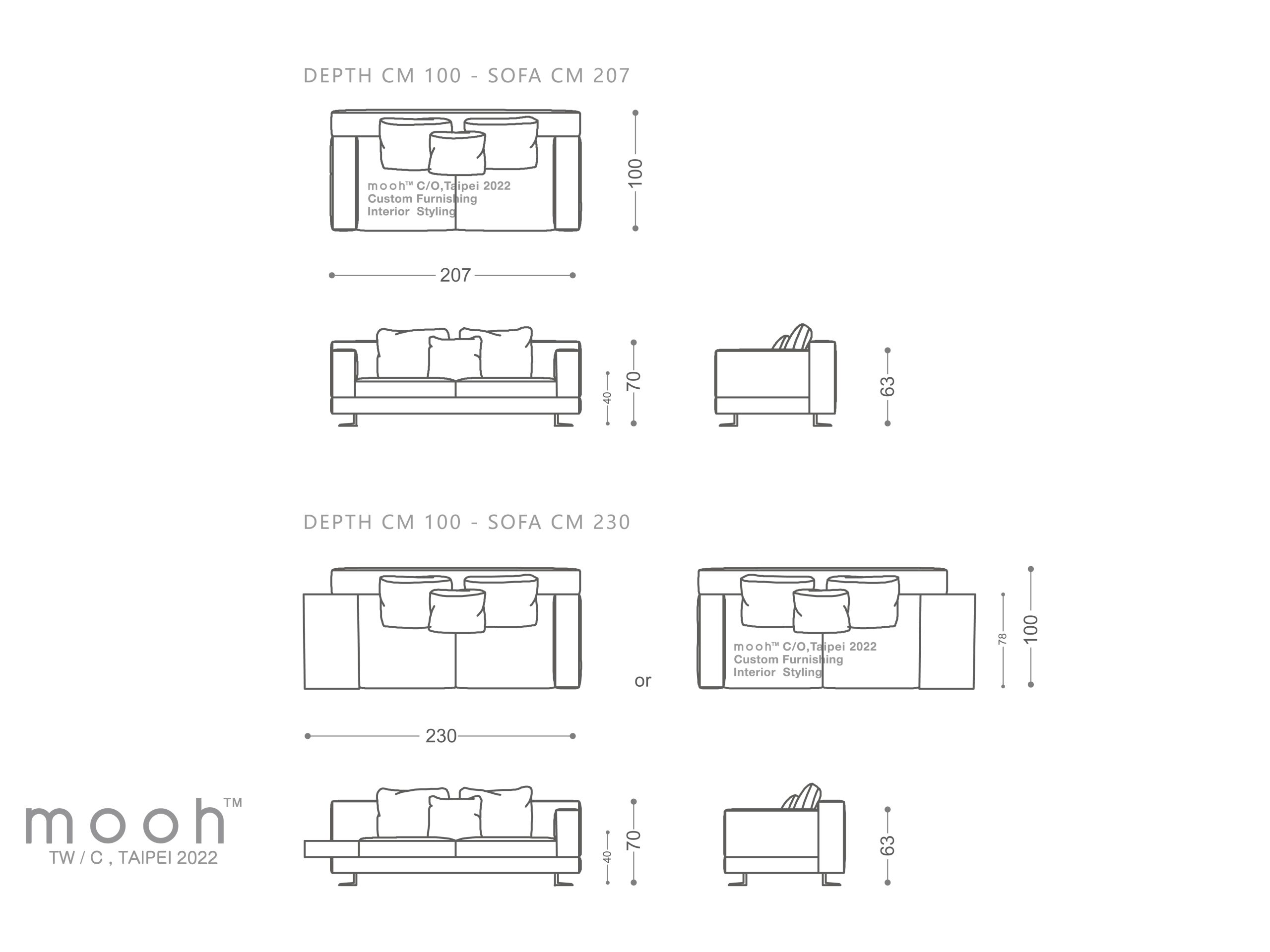 mooh Living 奧斯｜三人沙發-詳細規格