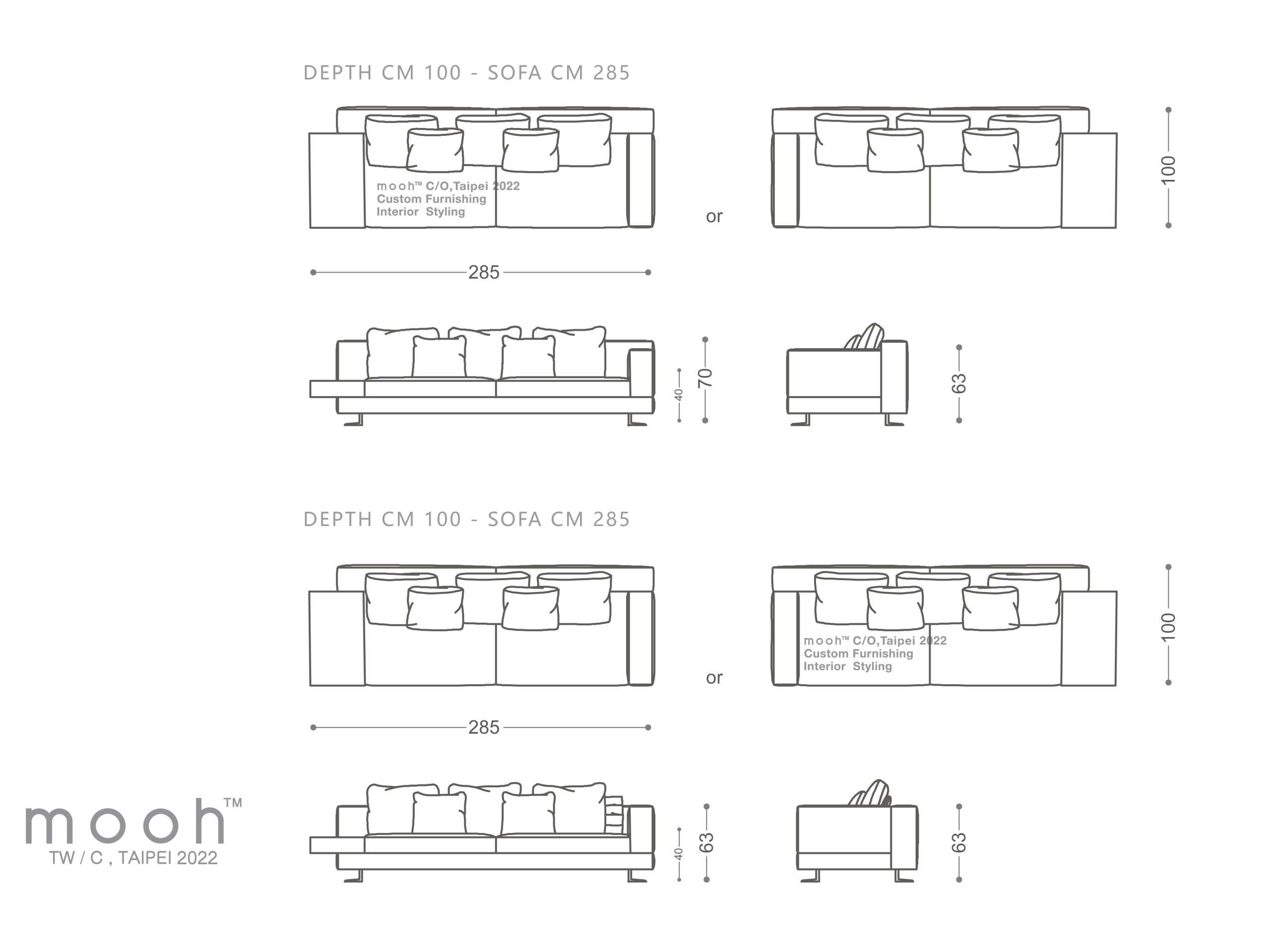 mooh Living 奧斯｜三人沙發-詳細規格