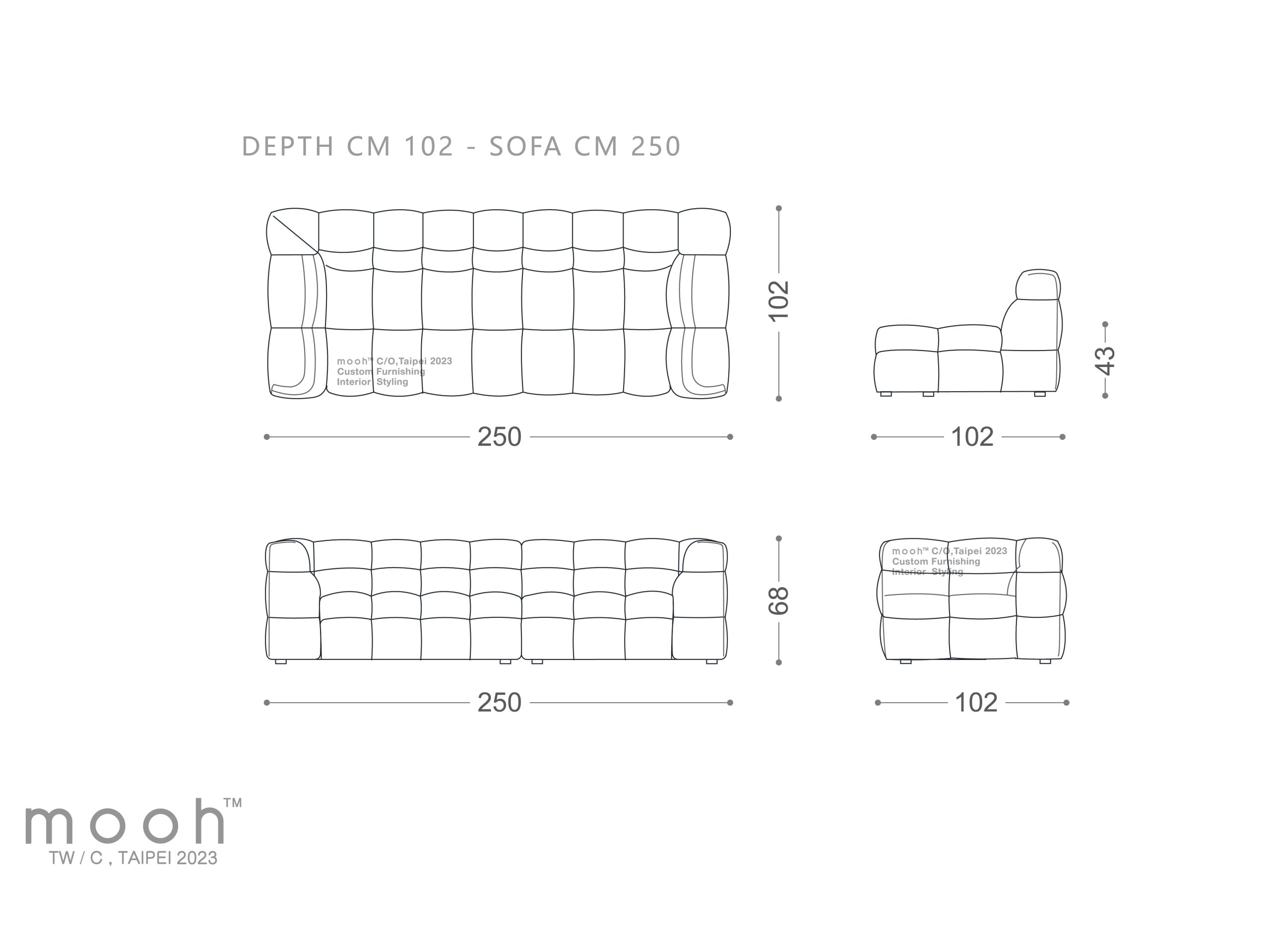 mooh Living 諾亞 │三人沙發-詳細規格