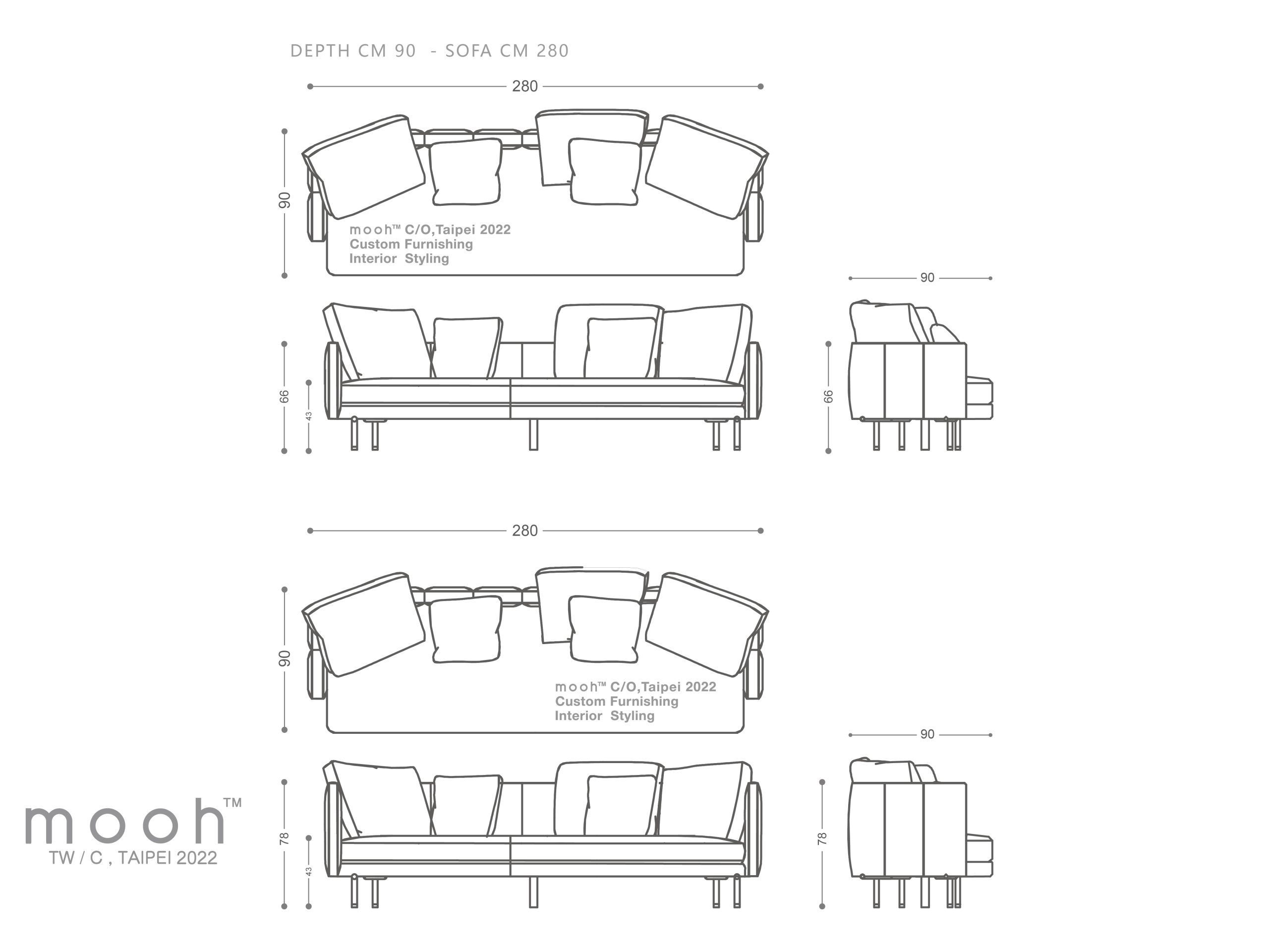 mooh Living 凱瑟琳｜三人沙發-詳細規格