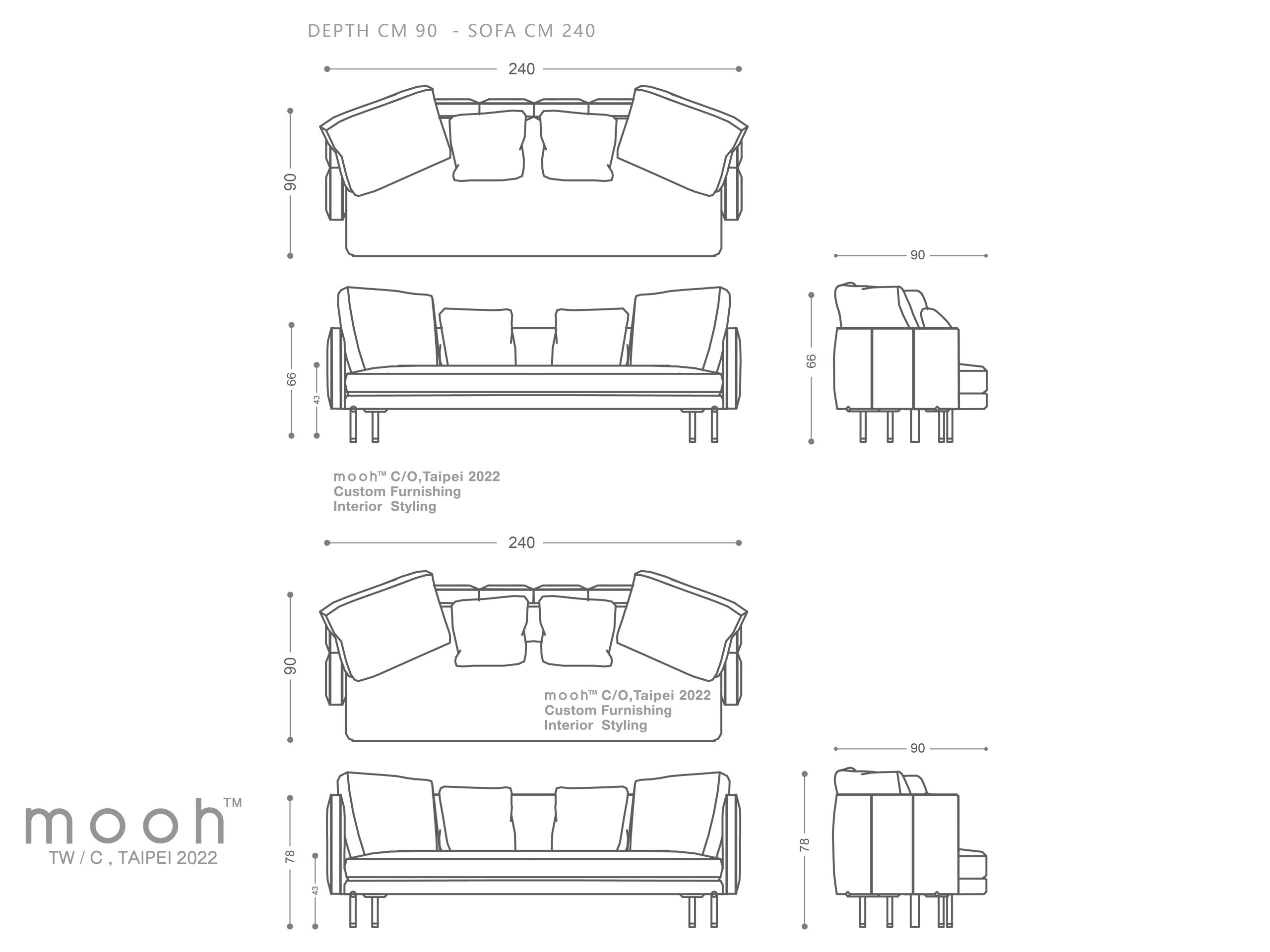 mooh Living 凱瑟琳｜三人沙發-詳細規格