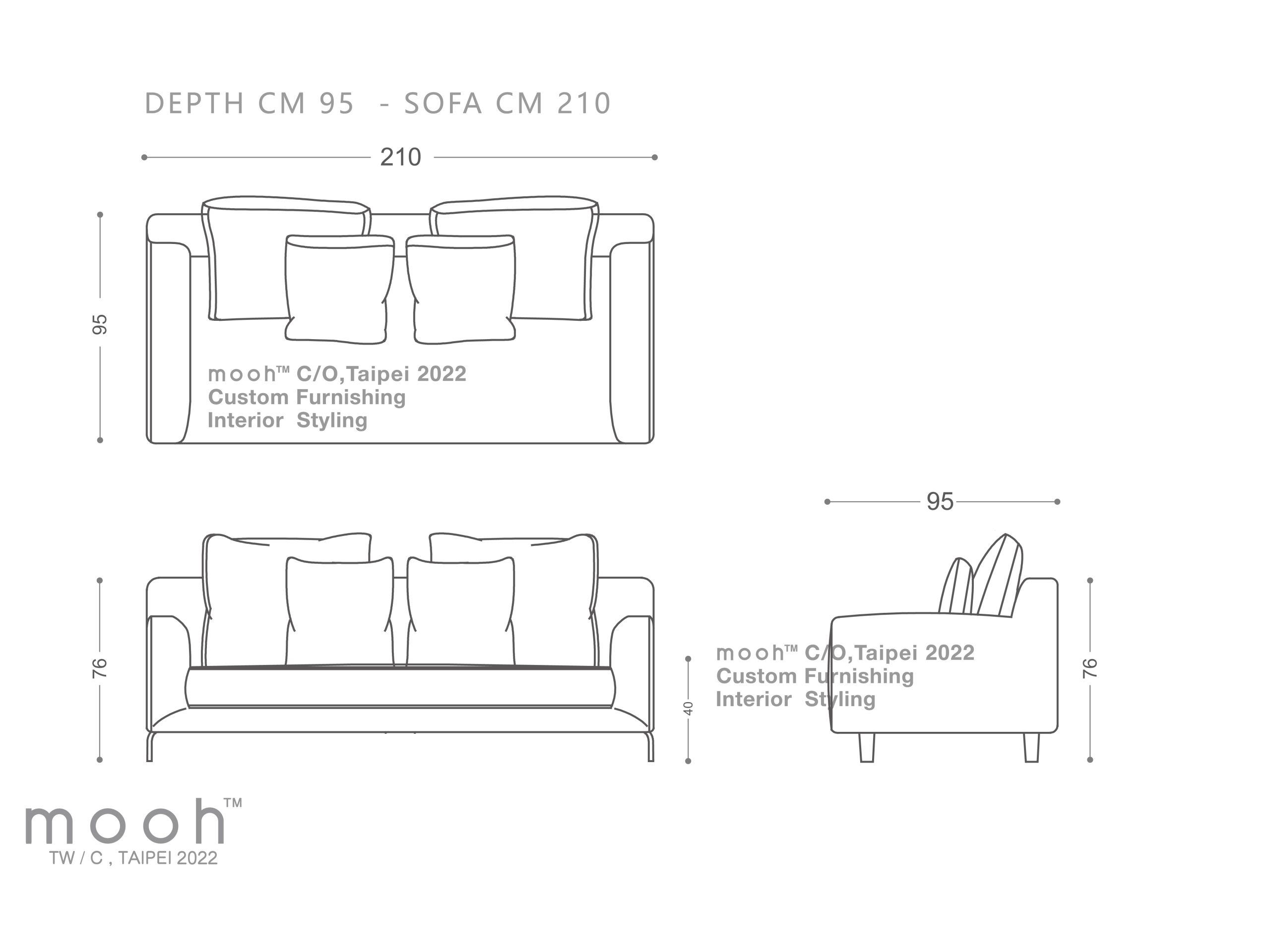 mooh Living 精選諾曼｜三人沙發-詳細規格