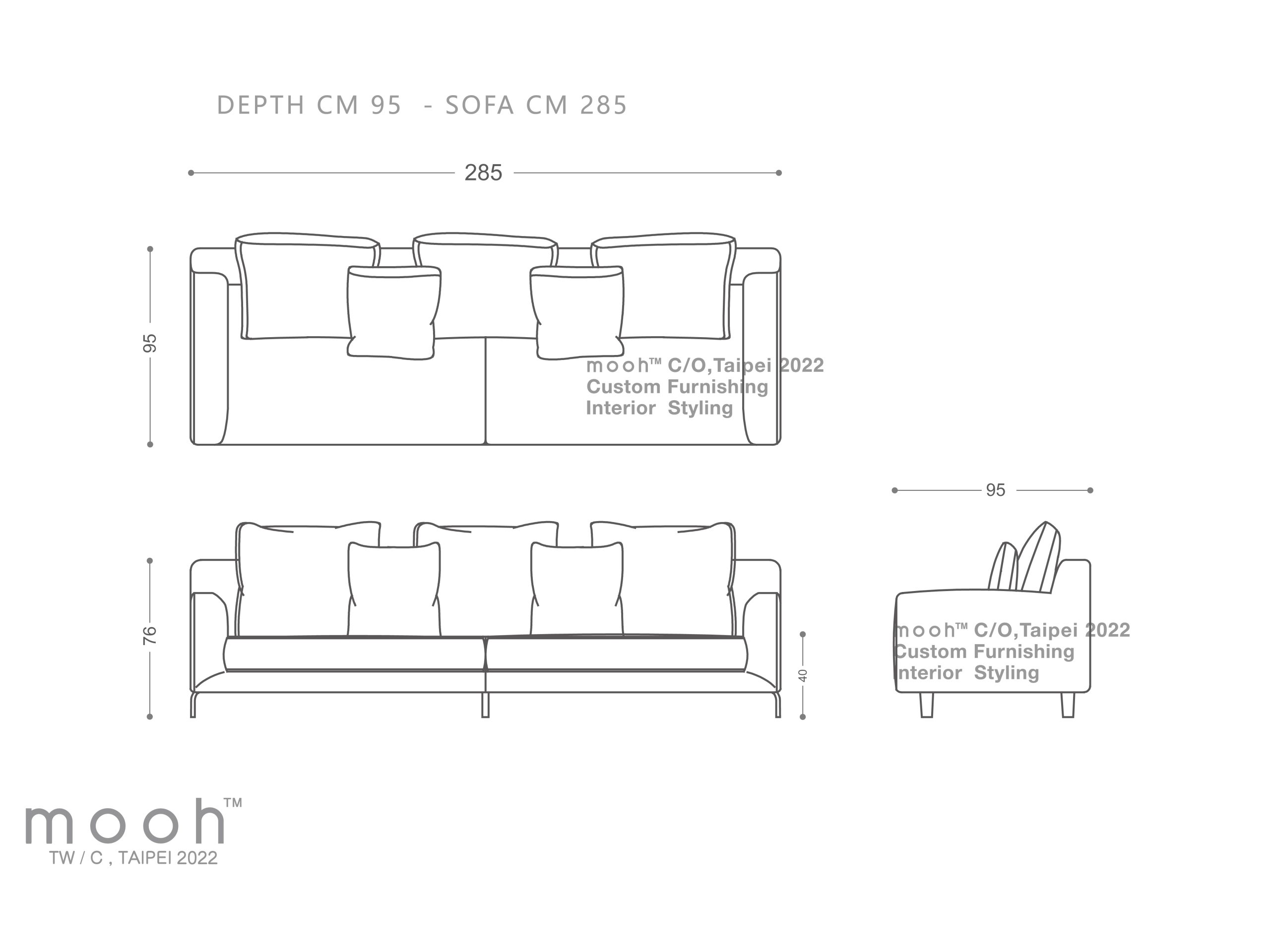mooh Living 精選諾曼｜三人沙發-詳細規格