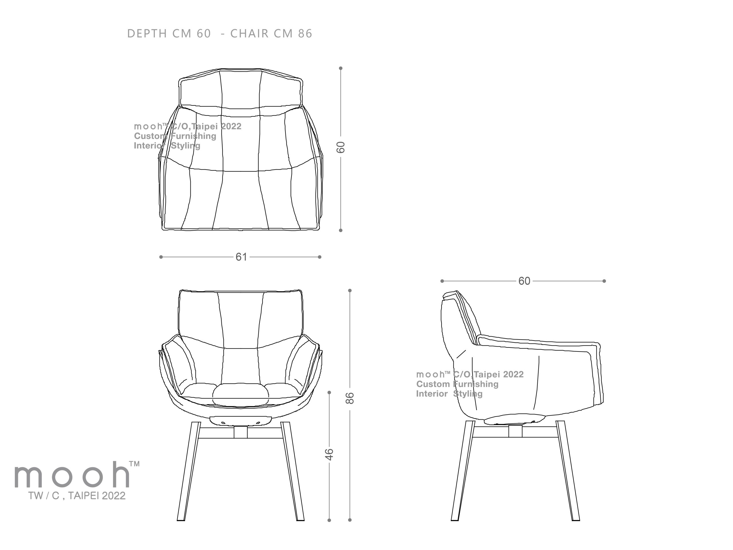 mooh Living 天鵝山｜扶手餐椅-詳細規格