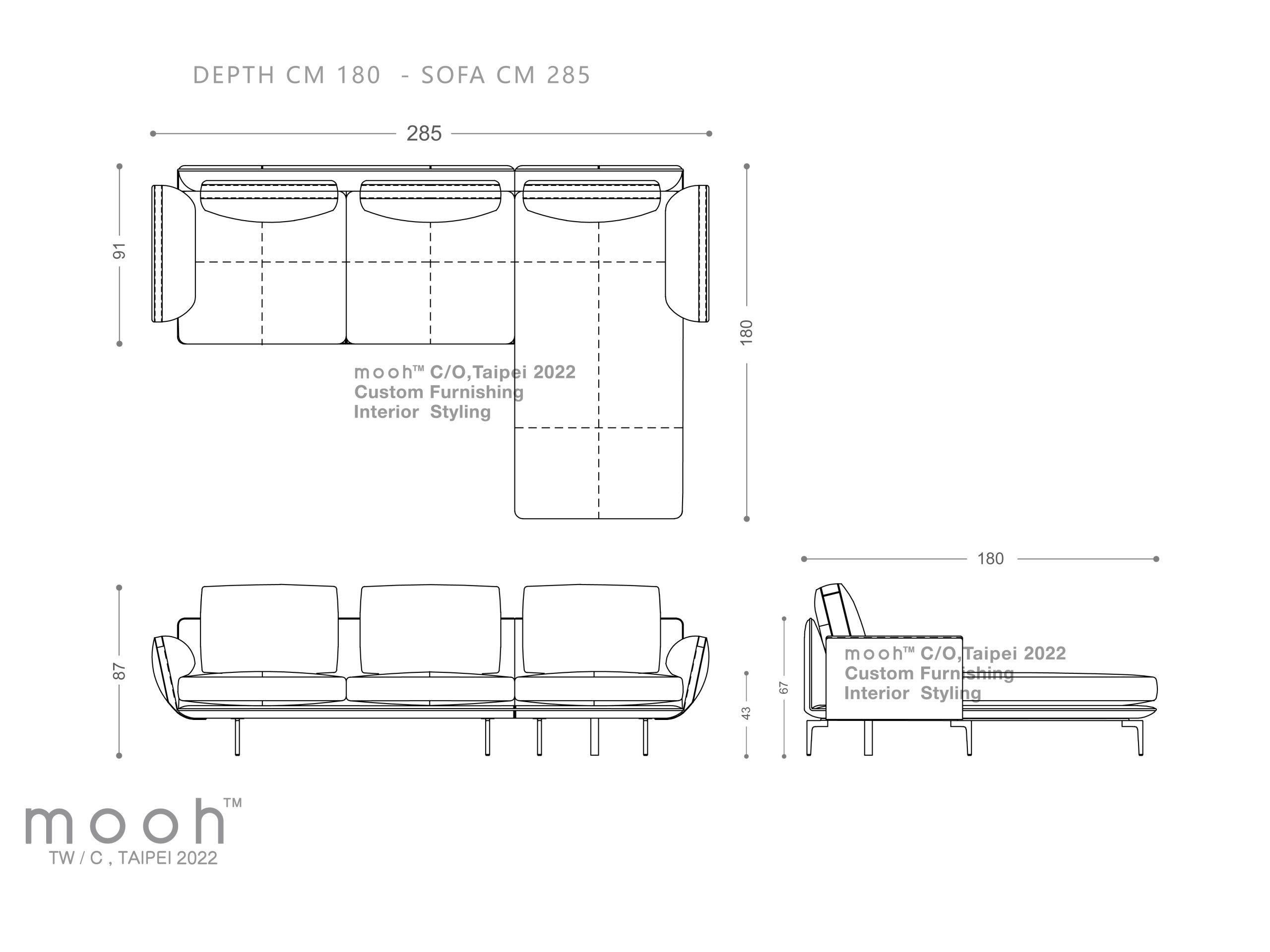 mooh Living 精選史丹佛｜L型沙發-詳細規格