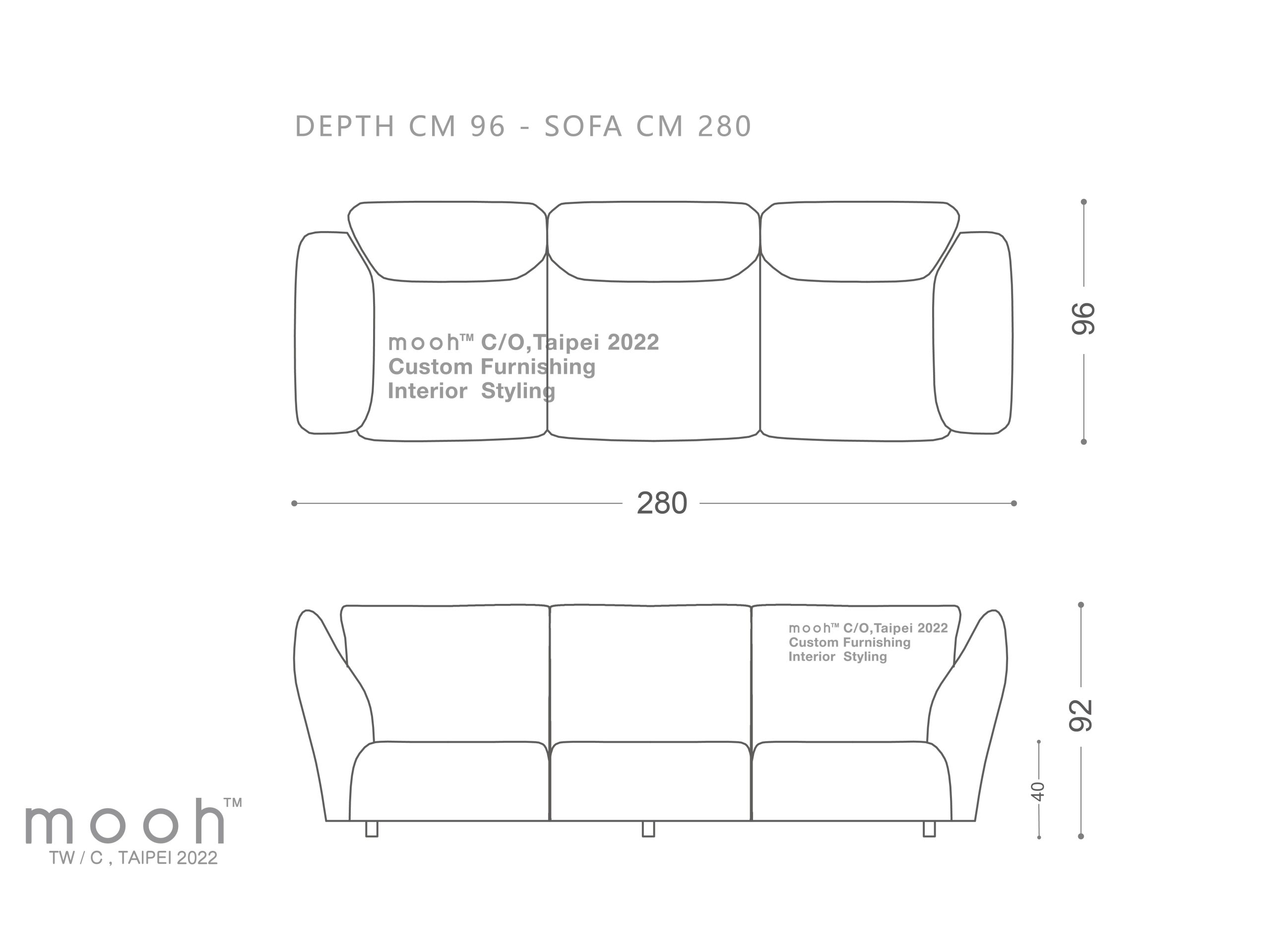 mooh Living 洛林｜三人花瓣沙發-詳細規格