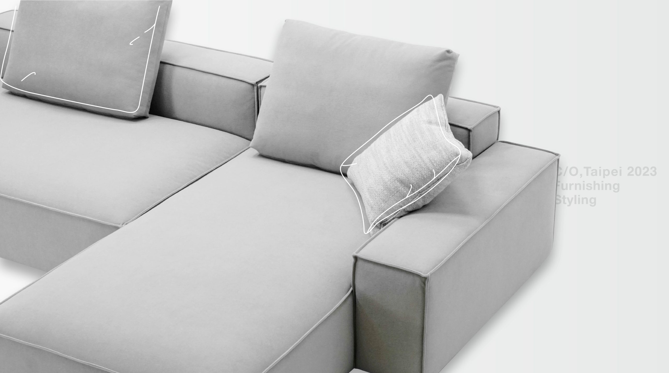 mooh Living 精選馬蒂尼｜L型沙發介紹說明 低款的落地型慵懶設計,搭配飽滿高彈度坐墊,扶手拉開可變凳子,輕鬆自由搭配不設限