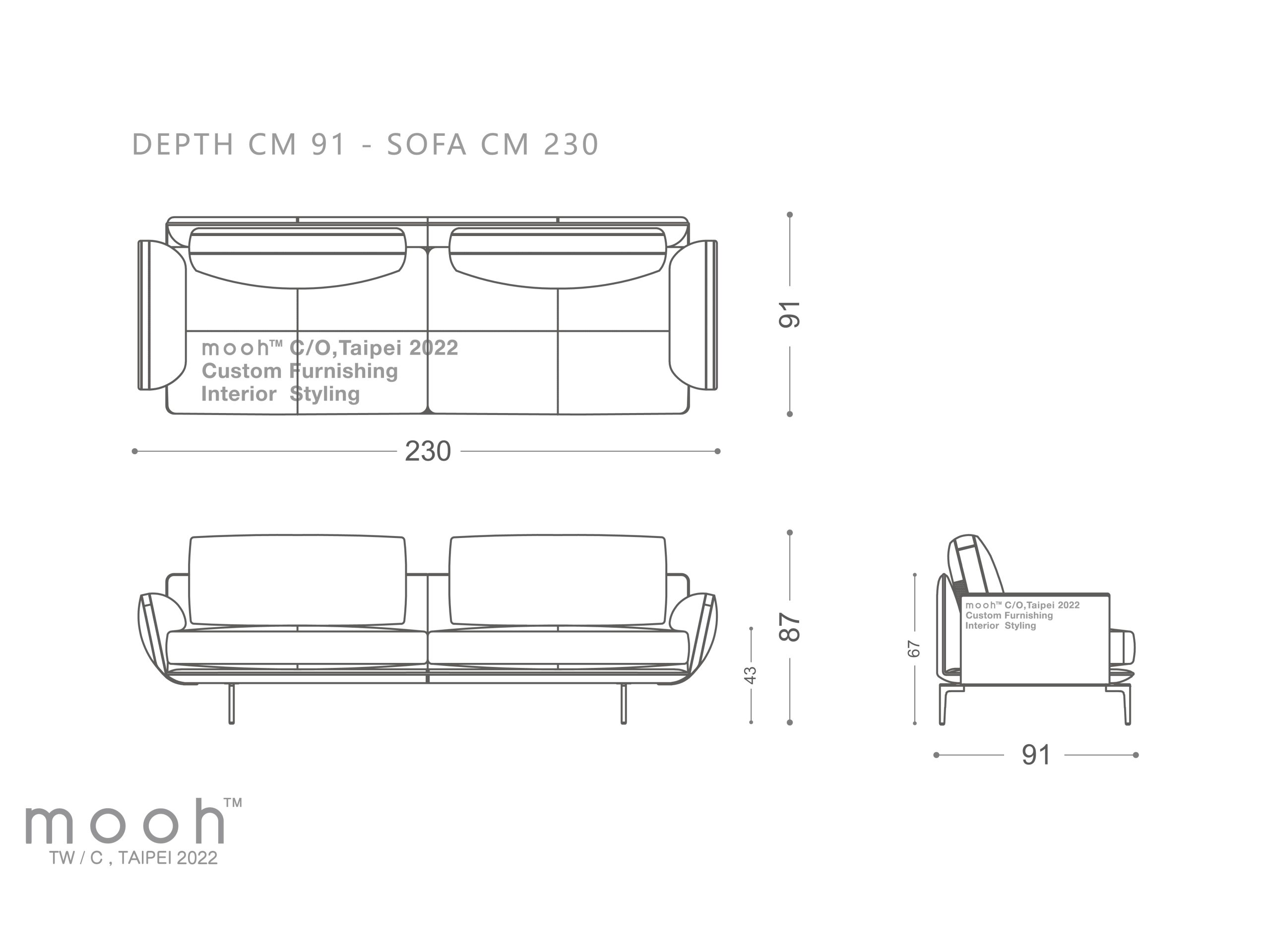 mooh Living 史丹佛｜三人沙發-詳細規格