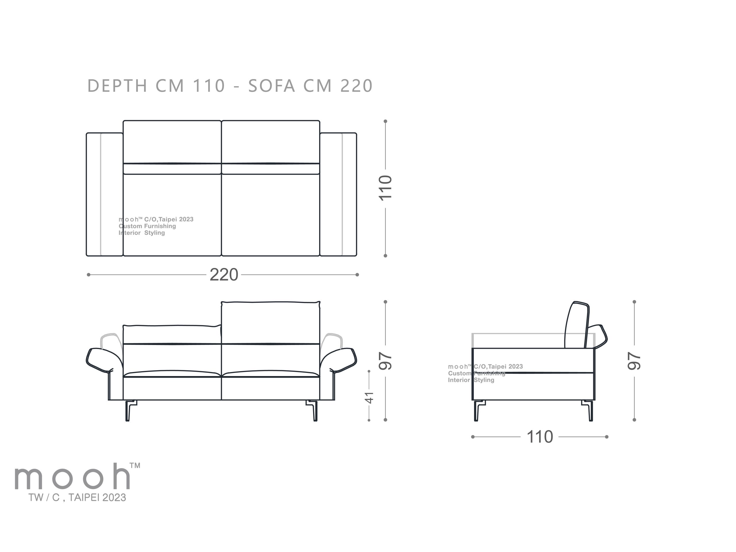 mooh Living 科爾｜三人沙發-詳細規格