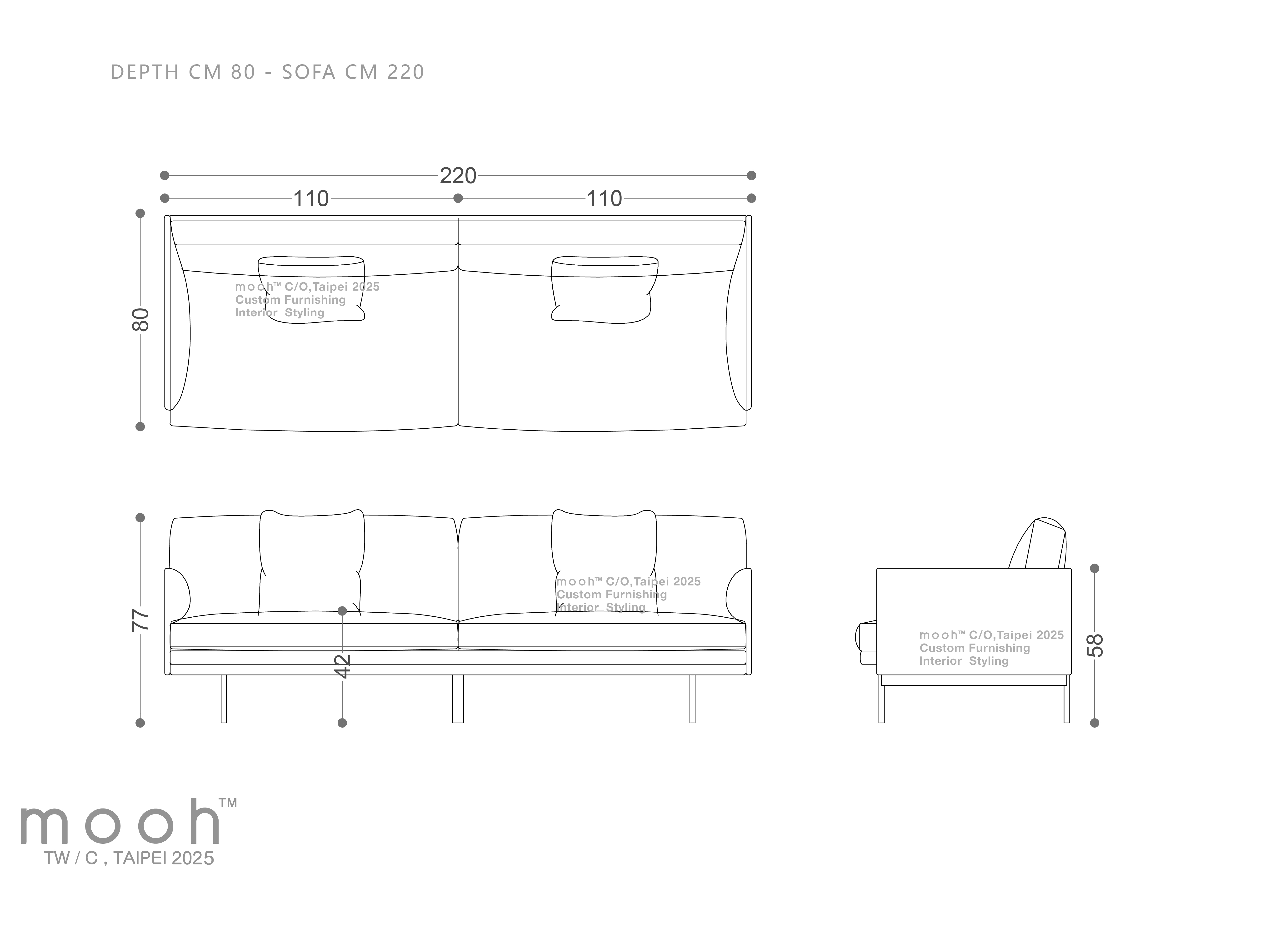 mooh Living 萊姆｜三人沙發-詳細規格