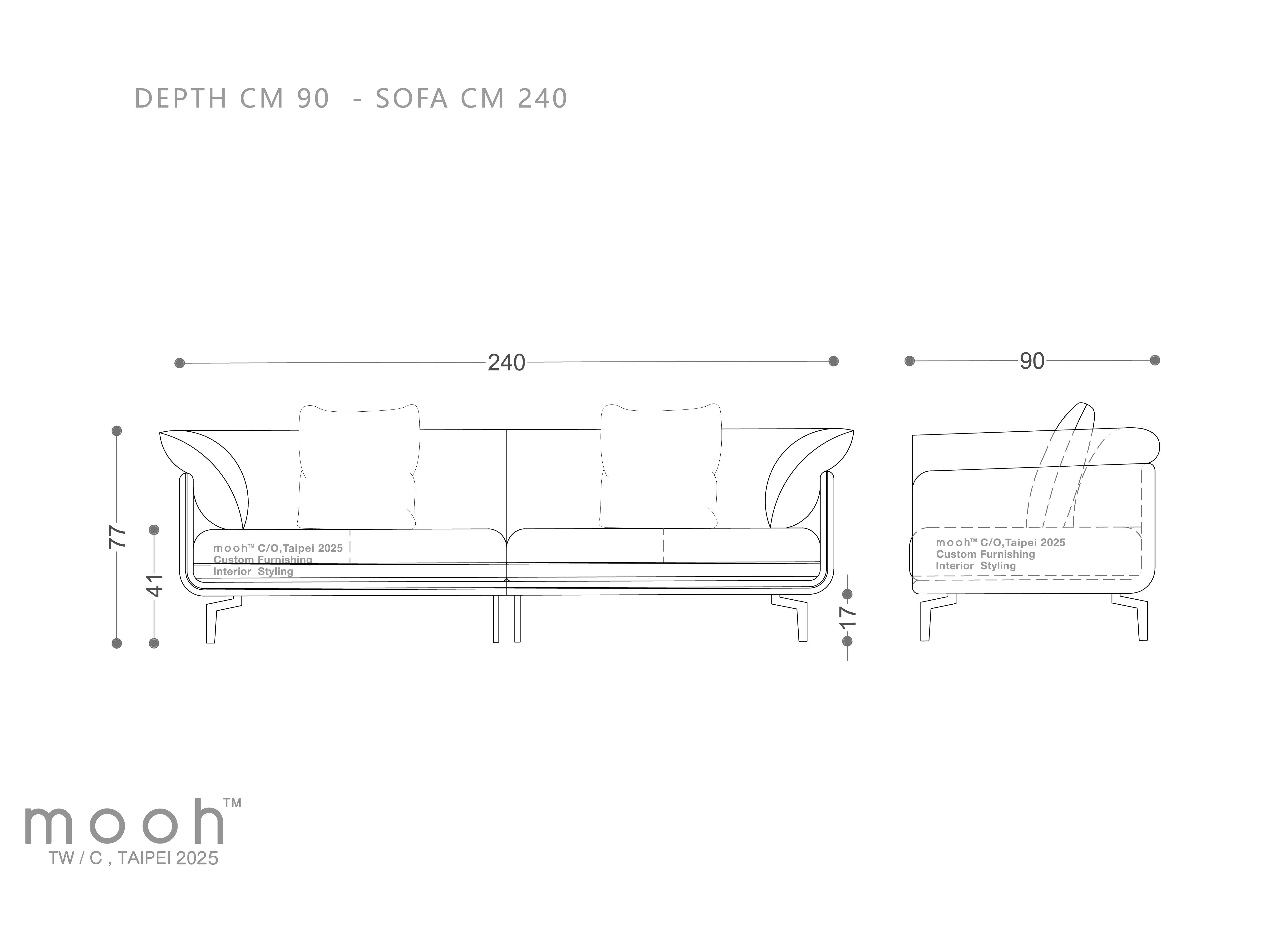 mooh Living 瑪丘｜三人沙發-詳細規格