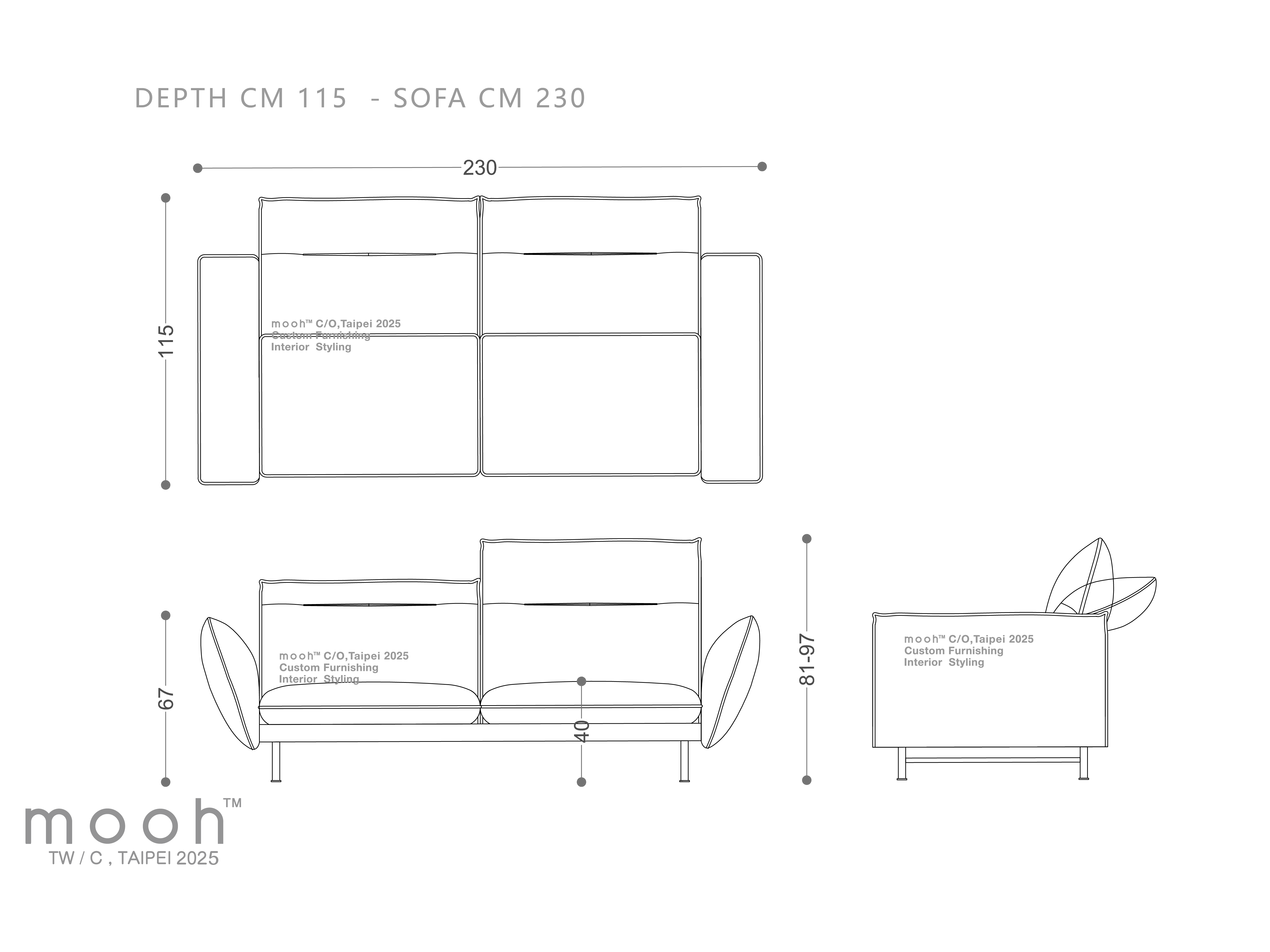 mooh Living 莫爾｜三人沙發-詳細規格