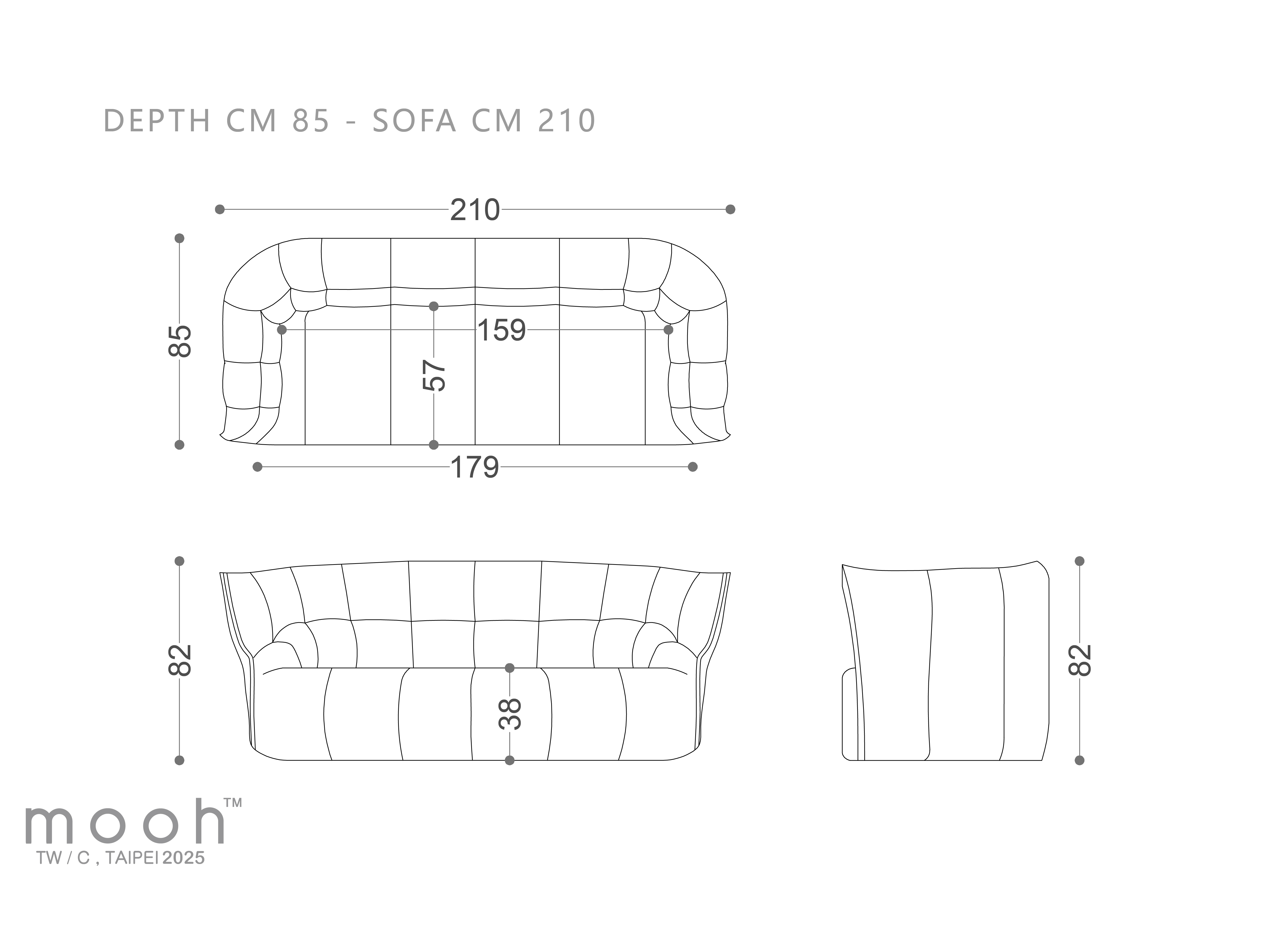mooh Living 洛米 │三人沙發-詳細規格